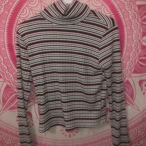 Turtle neck striped top